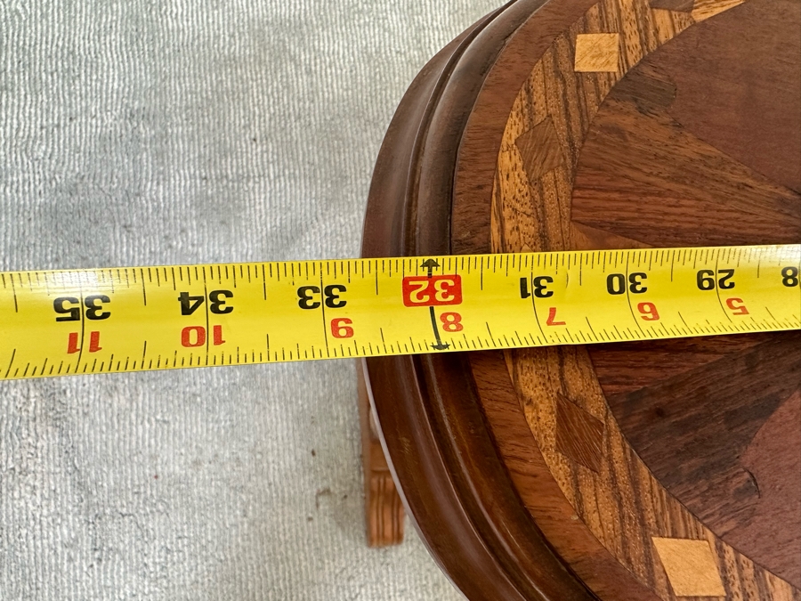 Antique Inlaid Wooden Oval Side Table 32.5W X 15D X 26.5H [Photo 11]