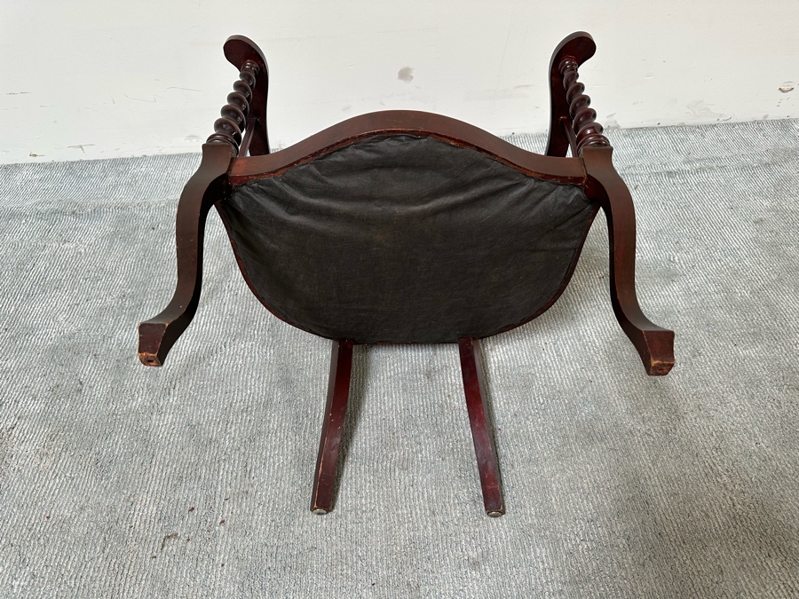 Antique Carved Mahogany Armchair With Hand Painted Back Of Courting Scene 25W X 22D X 41.5H [Photo 11]