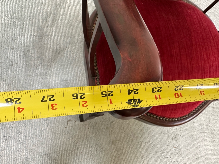 Antique Carved Mahogany Armchair With Hand Painted Back Of Courting Scene 25W X 22D X 41.5H [Photo 13]