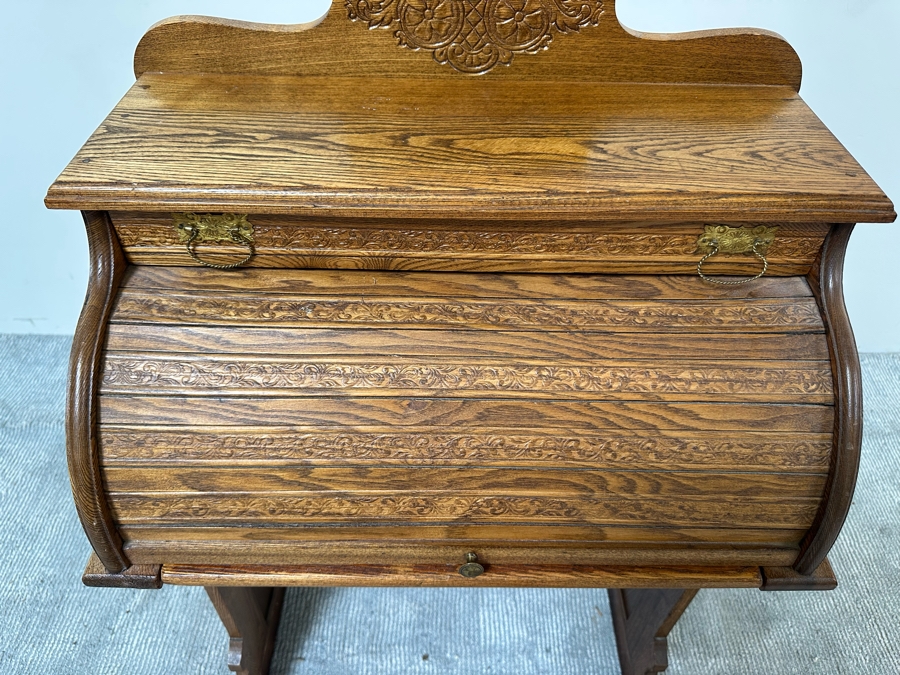 Vintage Child's Wooden Roll Top Desk 24W X 37H [Photo 6]