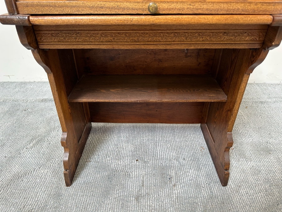 Vintage Child's Wooden Roll Top Desk 24W X 37H [Photo 12]
