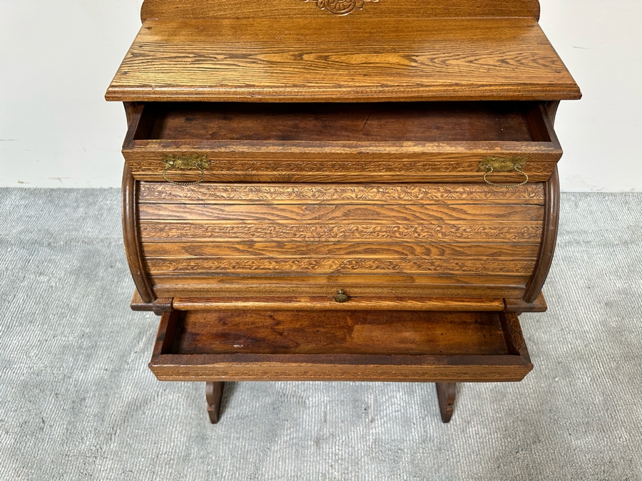 Vintage Child's Wooden Roll Top Desk 24W X 37H [Photo 10]