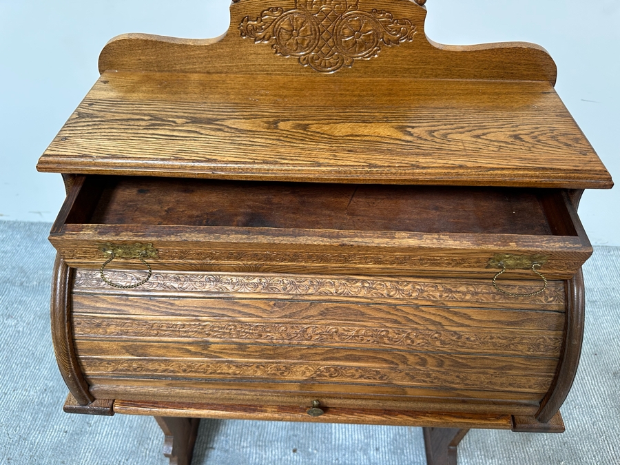 Vintage Child's Wooden Roll Top Desk 24W X 37H [Photo 8]