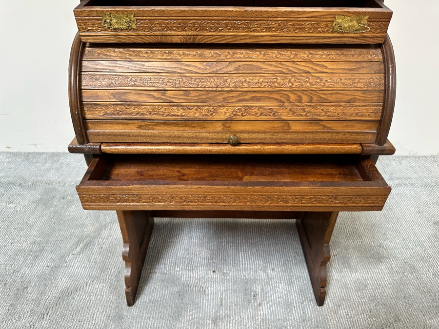 Vintage Child's Wooden Roll Top Desk 24W X 37H [Photo 11]