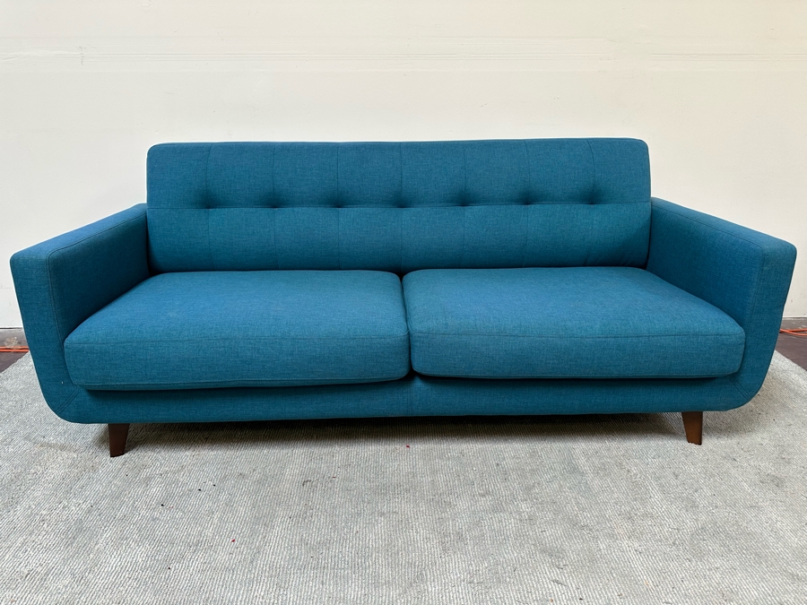 Contemporary Blue Fabric Upholsted Modern Sofa [Photo 4]