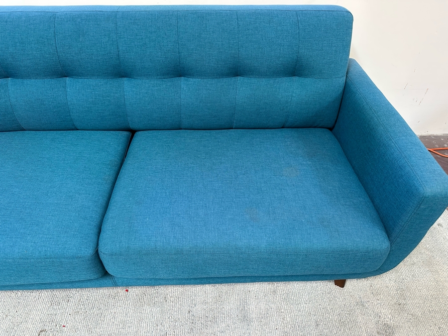 Contemporary Blue Fabric Upholsted Modern Sofa [Photo 6]