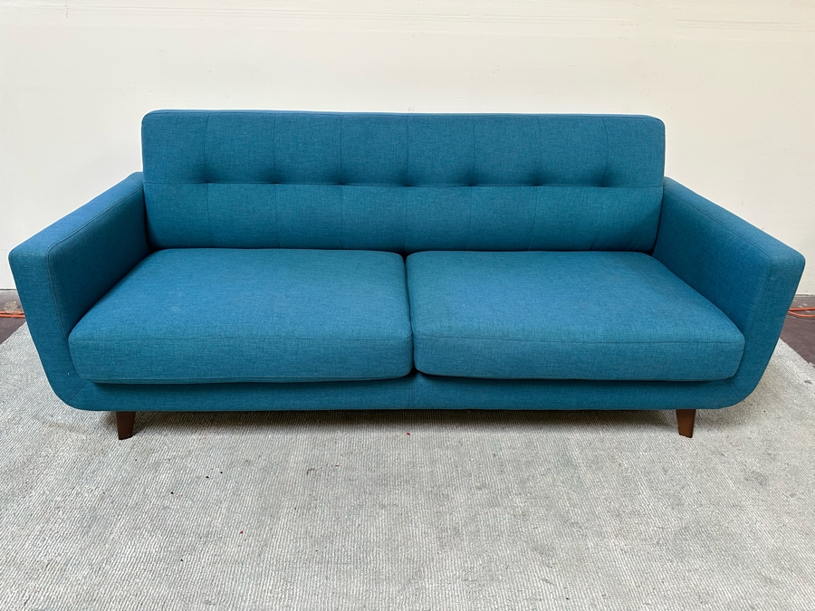Contemporary Blue Fabric Upholsted Modern Sofa [Photo 2]