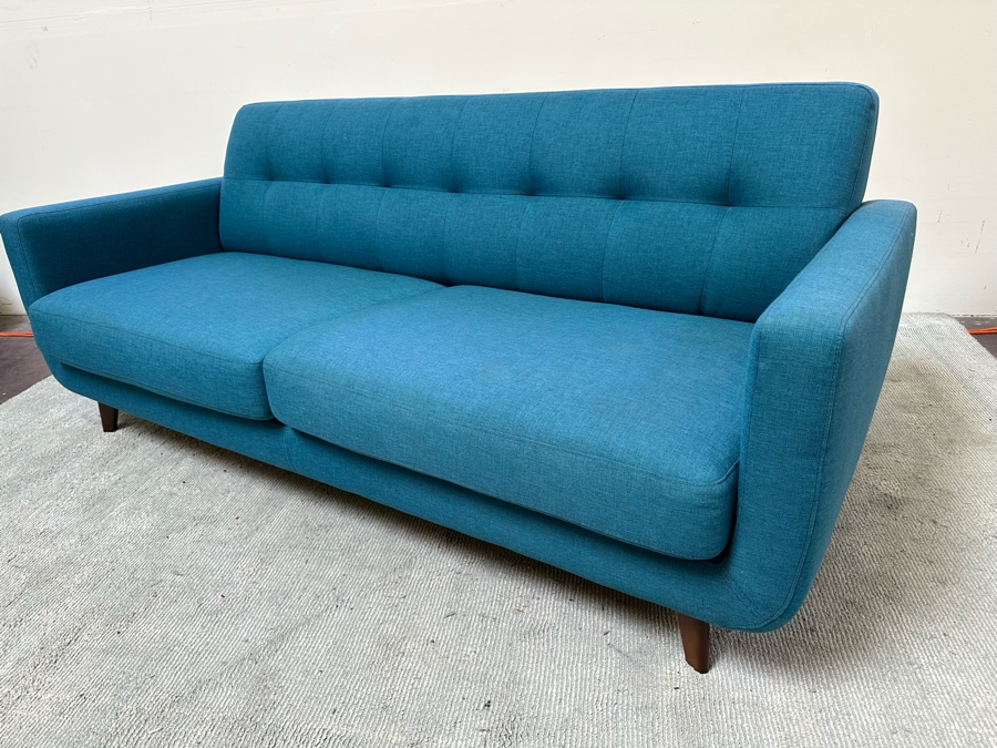 Contemporary Blue Fabric Upholsted Modern Sofa [Photo 7]