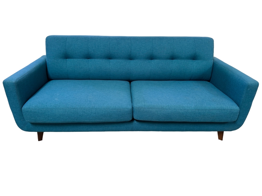 Contemporary Blue Fabric Upholsted Modern Sofa [Photo 1]