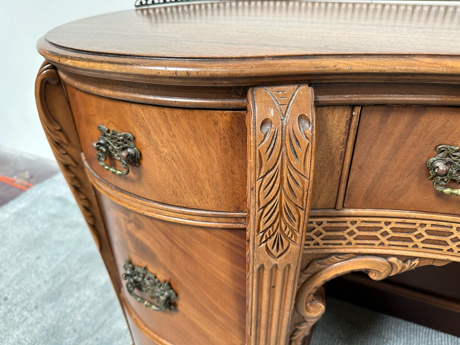Vintage Wooden Kidney Shaped Desk 51.5W X 21D X 31.5H [Photo 8]