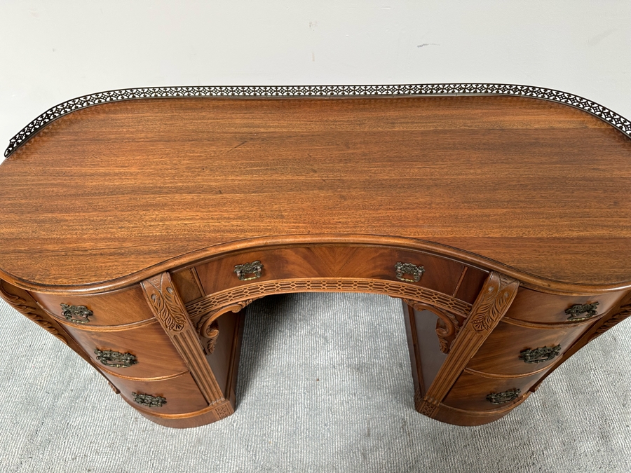 Vintage Wooden Kidney Shaped Desk 51.5W X 21D X 31.5H [Photo 10]