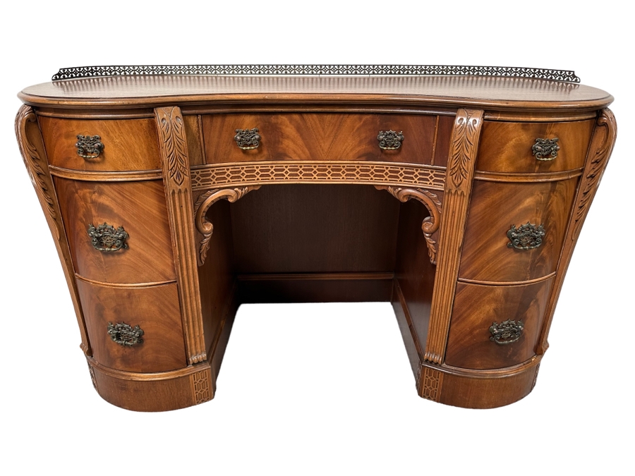 Vintage Wooden Kidney Shaped Desk 51.5W X 21D X 31.5H [Photo 2]