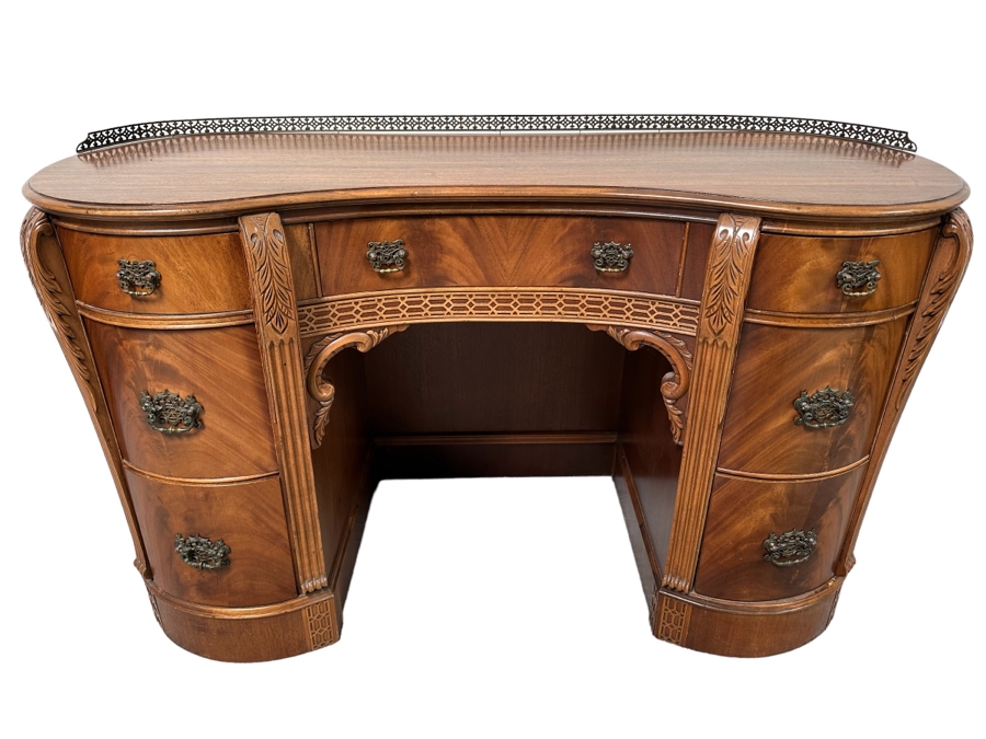 Vintage Wooden Kidney Shaped Desk 51.5W X 21D X 31.5H [Photo 1]