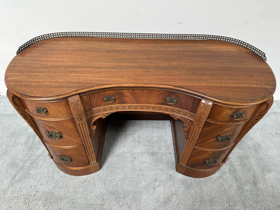 Vintage Wooden Kidney Shaped Desk 51.5W X 21D X 31.5H [Photo 6]
