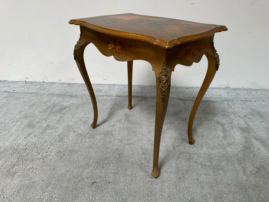 Antique Louis XV Style Hand Painted Side Table 26W X 18D X 28H [Photo 14]