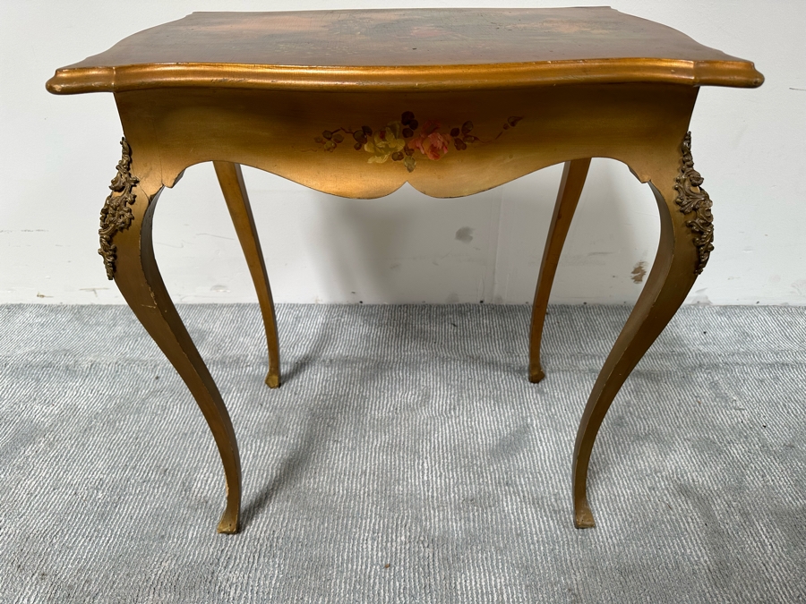 Antique Louis XV Style Hand Painted Side Table 26W X 18D X 28H [Photo 10]