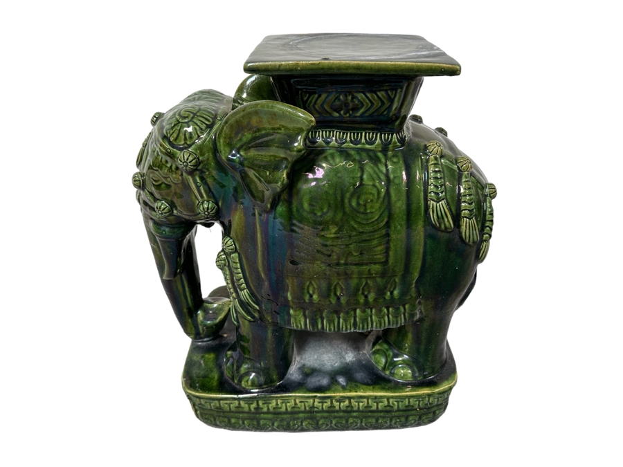 Vintage Chinese Glazed Ceramic Garden Seat Elephant Table 17W X 10D X 22H [Photo 1]