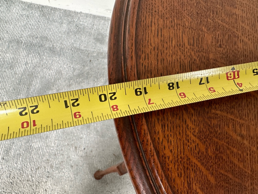 Vintage Carved Tiger Oak 2-Tier Round Side Table 20W X 30.5H [Photo 7]