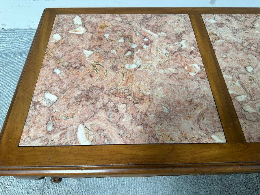 Wooden Inset Marble Top Coffee Table 51W X 27D X 17H [Photo 5]