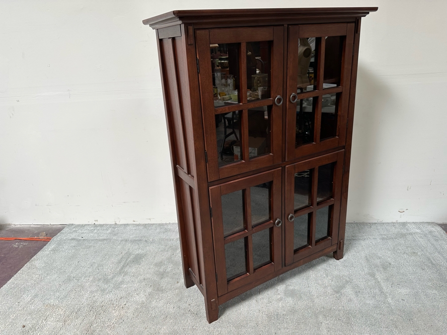 Nice 4 Door Wooden Glass Front Bookcase Cabinet 42W X 16D X 59.5H [Photo 6]