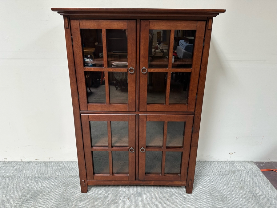 Nice 4 Door Wooden Glass Front Bookcase Cabinet 42W X 16D X 59.5H [Photo 2]