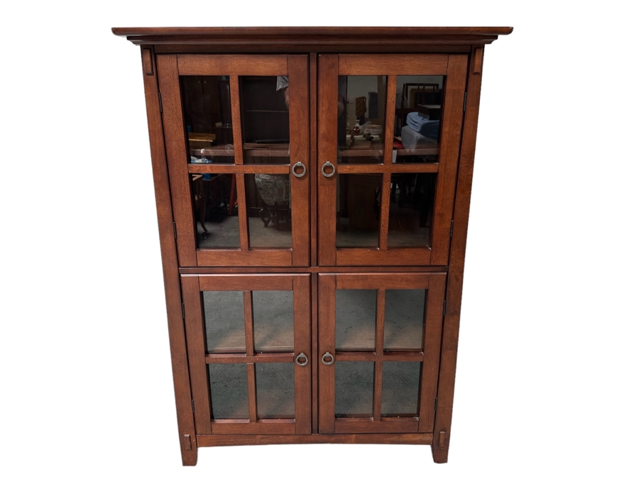Nice 4 Door Wooden Glass Front Bookcase Cabinet 42W X 16D X 59.5H [Photo 1]