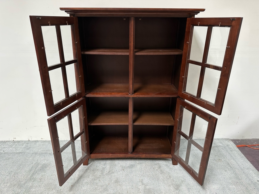Nice 4 Door Wooden Glass Front Bookcase Cabinet 42W X 16D X 59.5H [Photo 4]