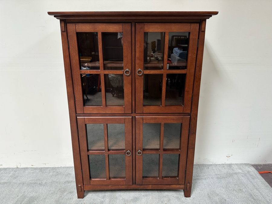 Nice 4 Door Wooden Glass Front Bookcase Cabinet 42W X 16D X 59.5H [Photo 3]