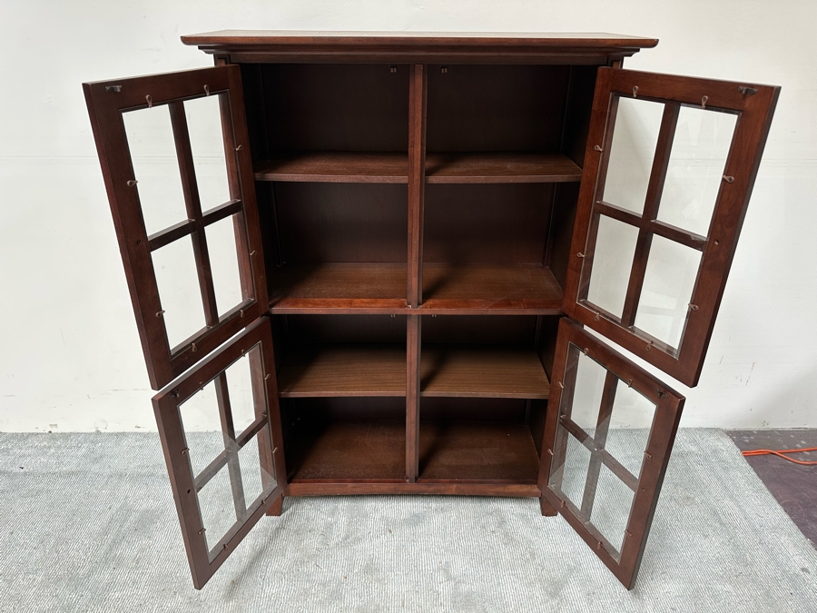 Nice 4 Door Wooden Glass Front Bookcase Cabinet 42W X 16D X 59.5H [Photo 5]