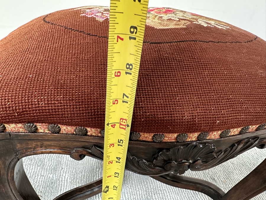 Antique Needlepoint Vanity Stool 19.5W X 16D X 18H [Photo 12]