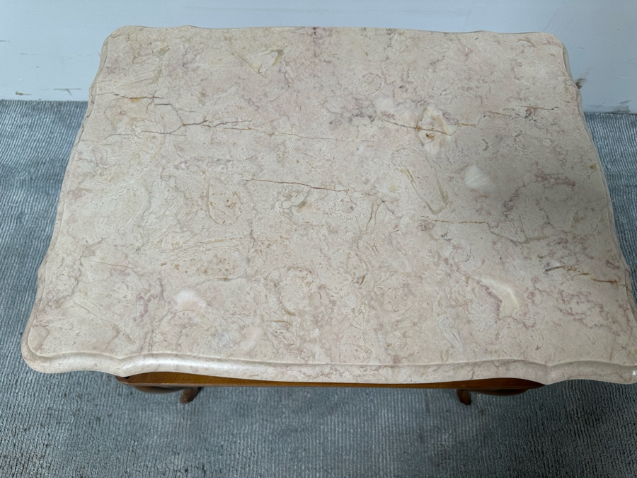 Marble Top 2-Tier Wooden Side Table 26W X 19.5D X 22.5H [Photo 5]