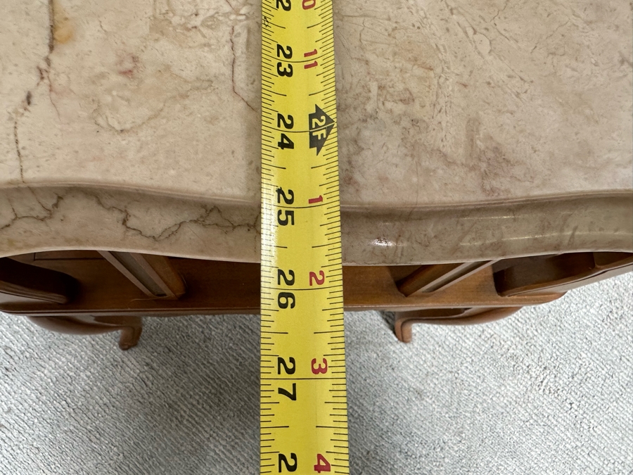 Marble Top 2-Tier Wooden Side Table 26W X 19.5D X 22.5H [Photo 7]