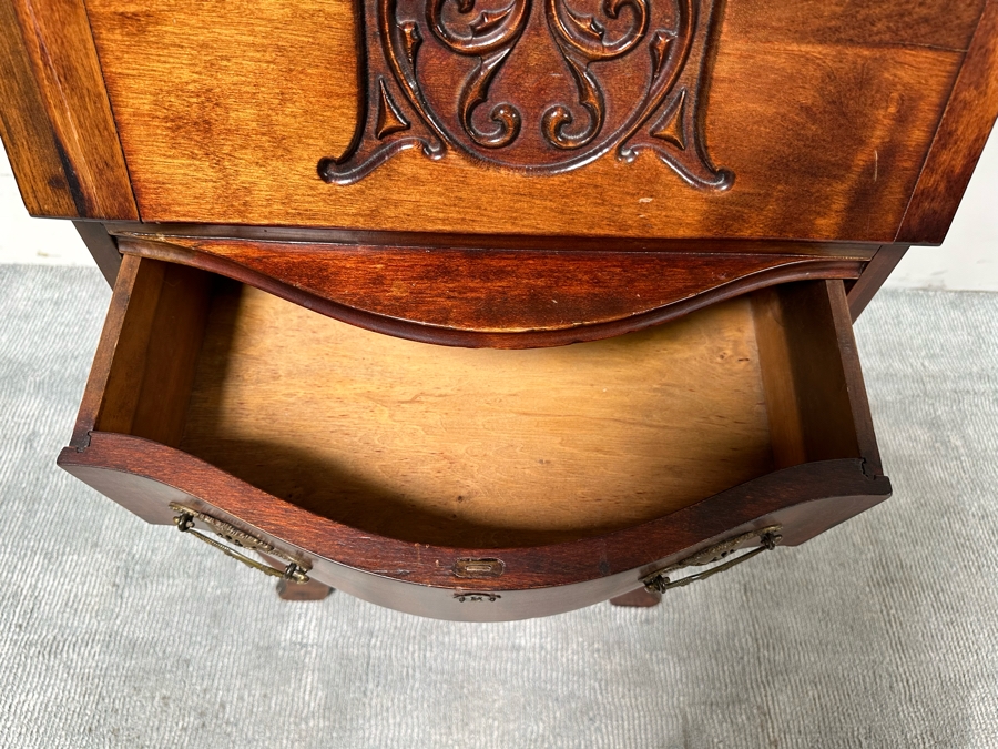 Antique Carved Wooden Small Secretary Desk  [Photo 8]