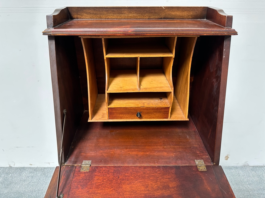 Antique Carved Wooden Small Secretary Desk  [Photo 7]