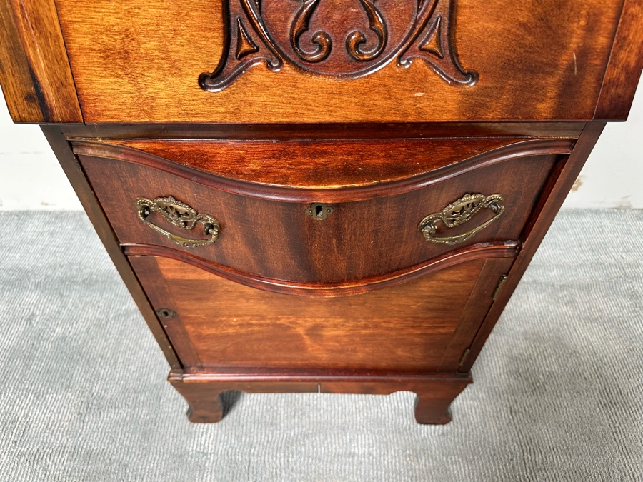 Antique Carved Wooden Small Secretary Desk  [Photo 6]