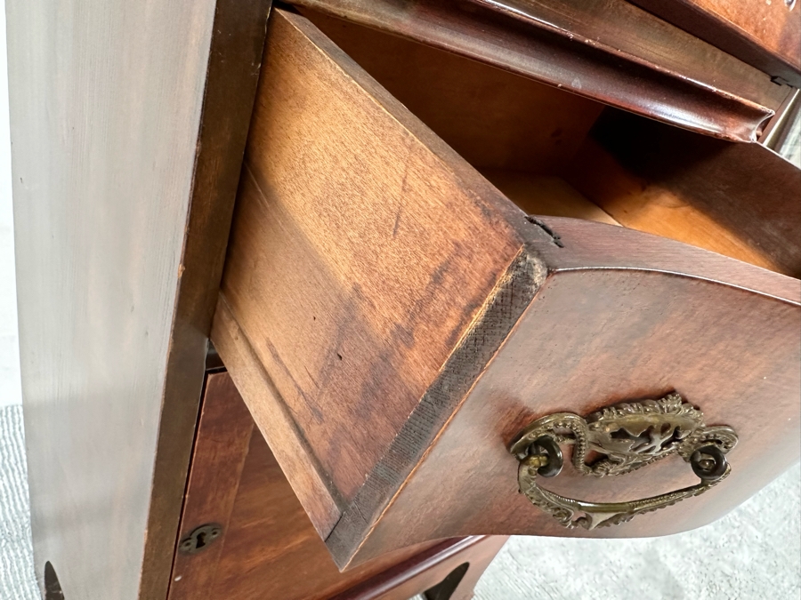 Antique Carved Wooden Small Secretary Desk  [Photo 9]