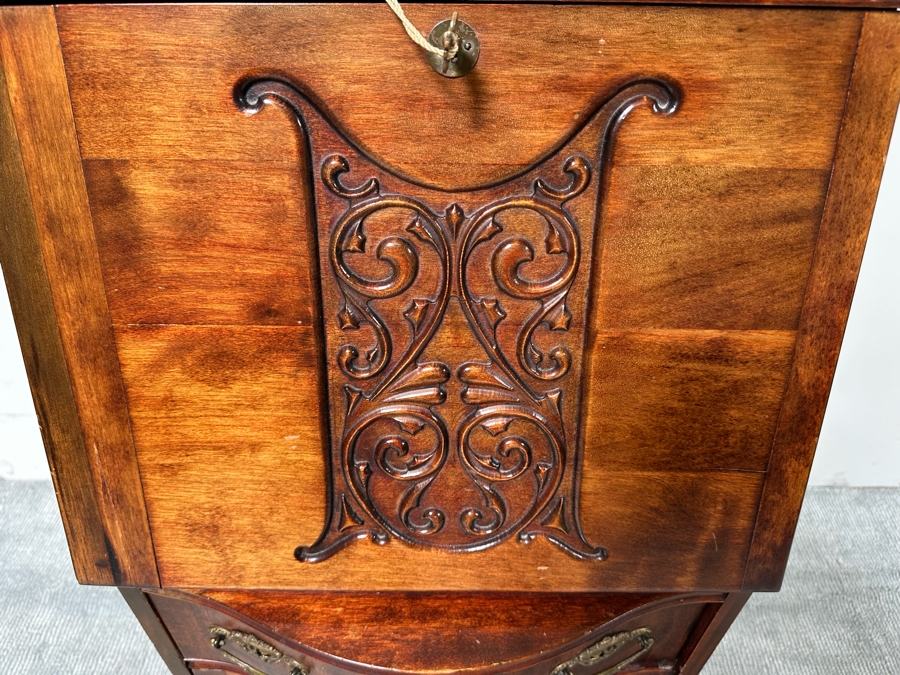 Antique Carved Wooden Small Secretary Desk  [Photo 5]