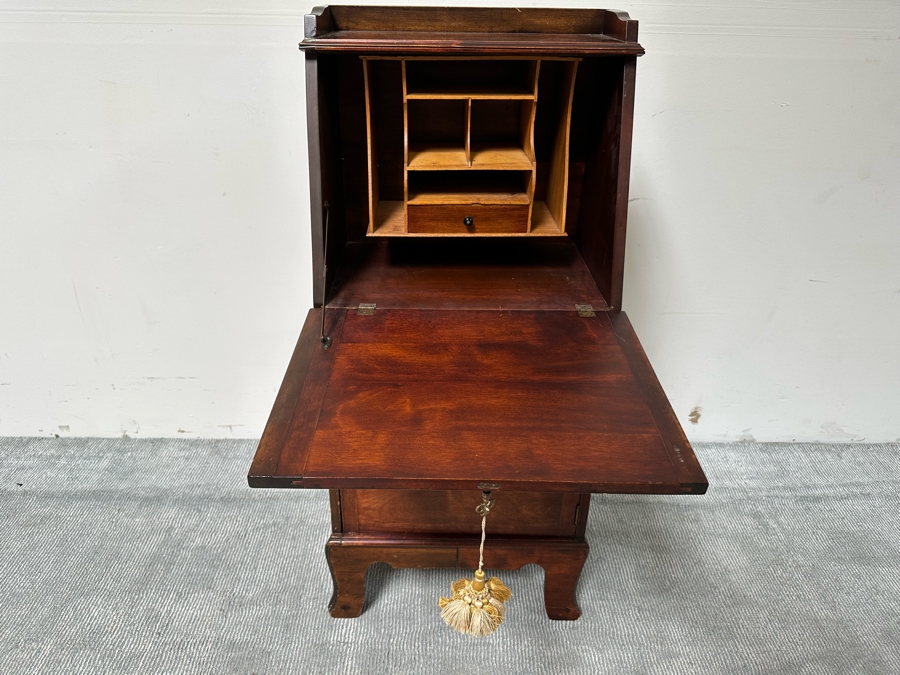 Antique Carved Wooden Small Secretary Desk  [Photo 2]
