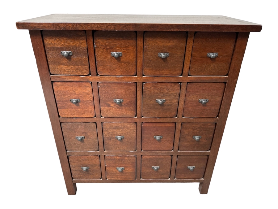 Pottery Barn Wooden 16 Drawer Apothecary Cabinet Heavy 36W X 16D X 38.5H [Photo 1]