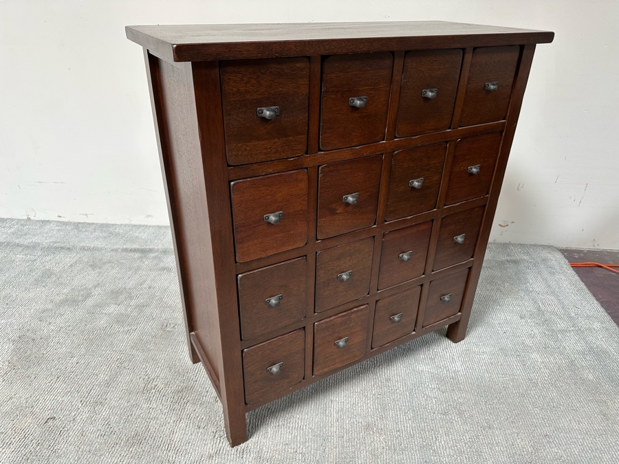 Pottery Barn Wooden 16 Drawer Apothecary Cabinet Heavy 36W X 16D X 38.5H [Photo 6]