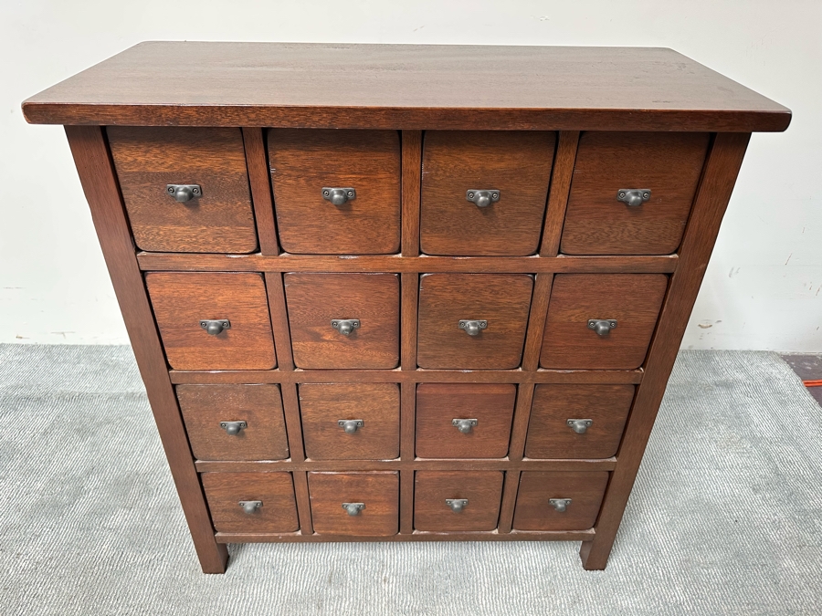 Pottery Barn Wooden 16 Drawer Apothecary Cabinet Heavy 36W X 16D X 38.5H [Photo 4]