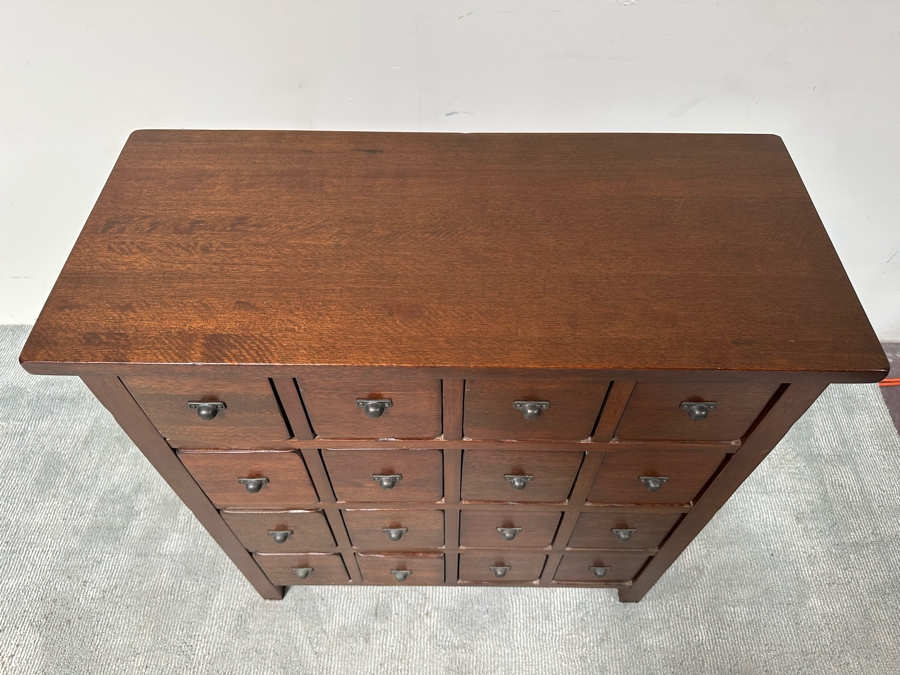 Pottery Barn Wooden 16 Drawer Apothecary Cabinet Heavy 36W X 16D X 38.5H [Photo 7]