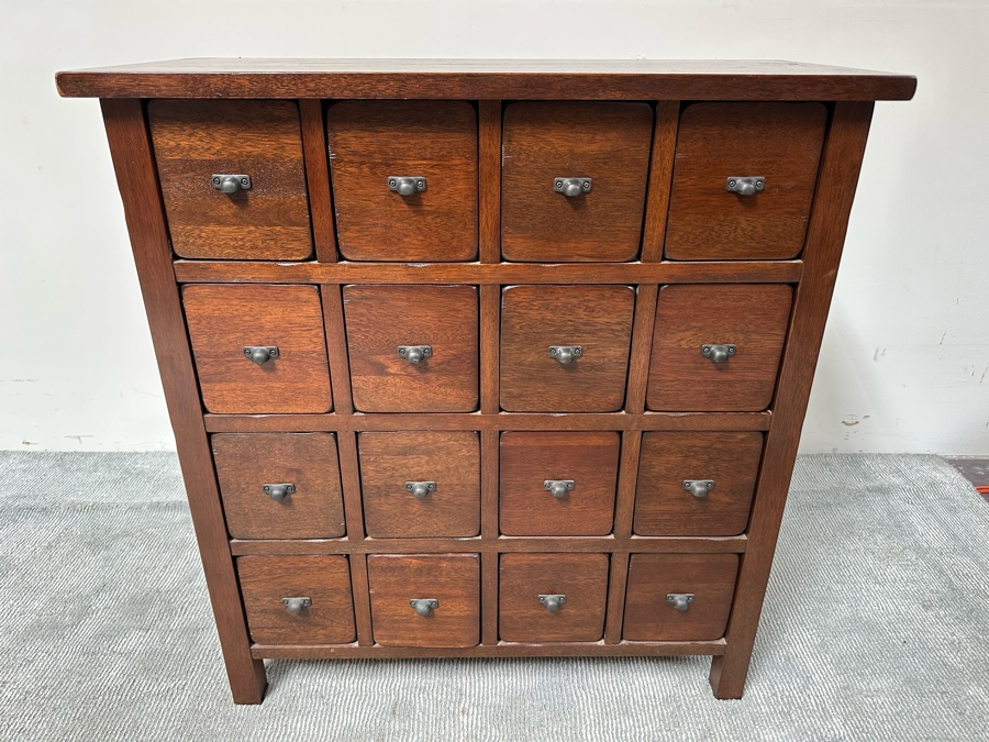 Pottery Barn Wooden 16 Drawer Apothecary Cabinet Heavy 36W X 16D X 38.5H [Photo 3]