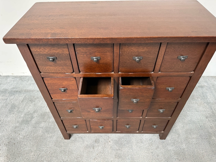 Pottery Barn Wooden 16 Drawer Apothecary Cabinet Heavy 36W X 16D X 38.5H [Photo 5]