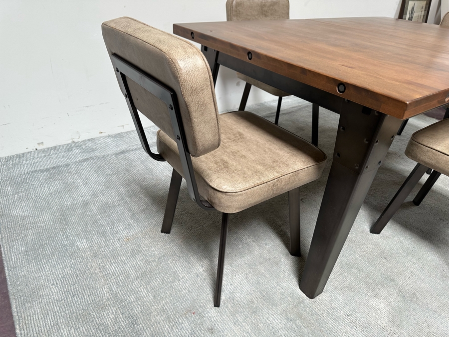 Solid Wooden And Metal Dining Table 60.5W X 38D X 29.5H With Two 15' Leaves And Four Chairs By Amisco [Photo 7]