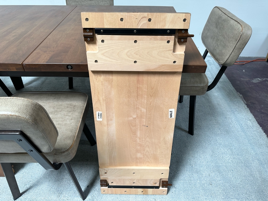 Solid Wooden And Metal Dining Table 60.5W X 38D X 29.5H With Two 15' Leaves And Four Chairs By Amisco [Photo 11]