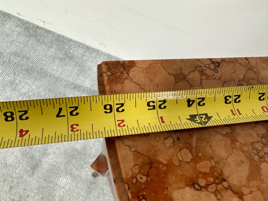 Antique French Louis XV Bombe Demilune Marquetry Commode Table With Marble Top 26.5W X 14D X 30H [Photo 10]