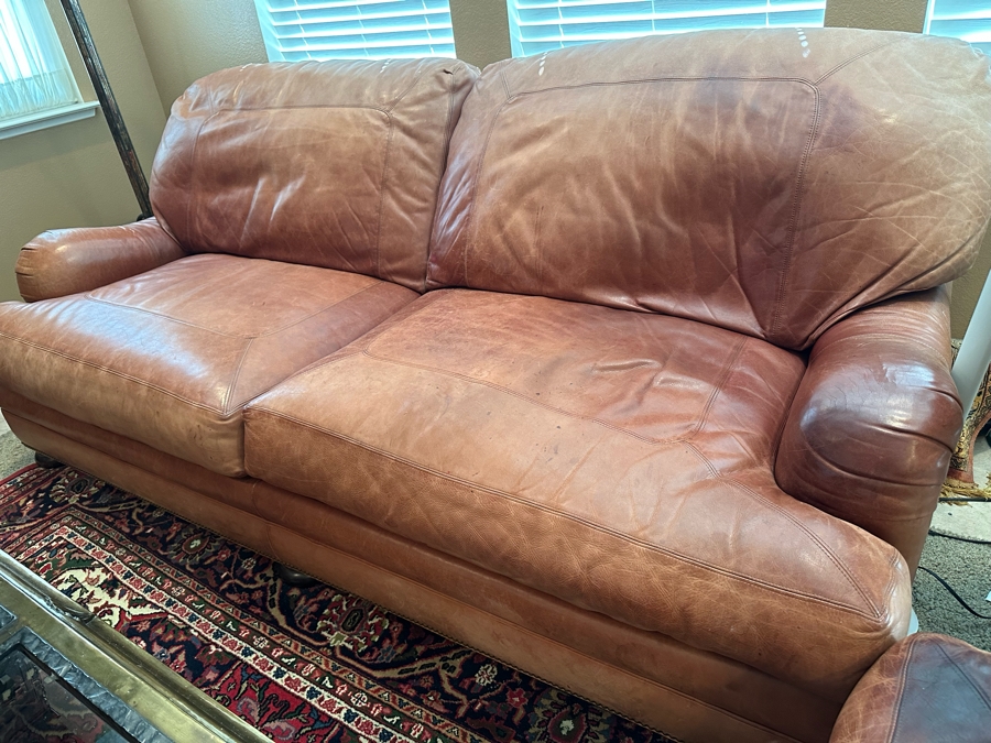 Whittemore-Sherrill Leather Loveseat Sofa 90W X 47D X 37H [Photo 3]