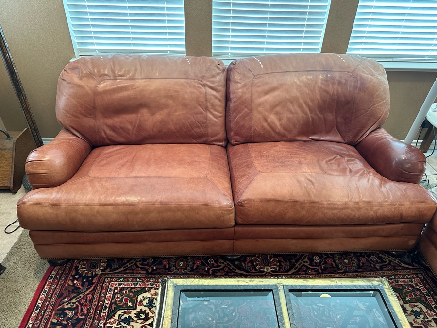 Whittemore-Sherrill Leather Loveseat Sofa 90W X 47D X 37H [Photo 2]