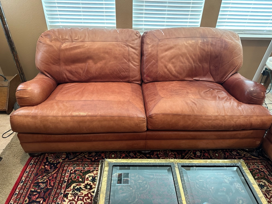 Whittemore-Sherrill Leather Loveseat Sofa 90W X 47D X 37H